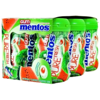 Mentos Pure Fresh Watermelon Sugar Free Gum - 50ct Big Bottle (Pack of 6)
