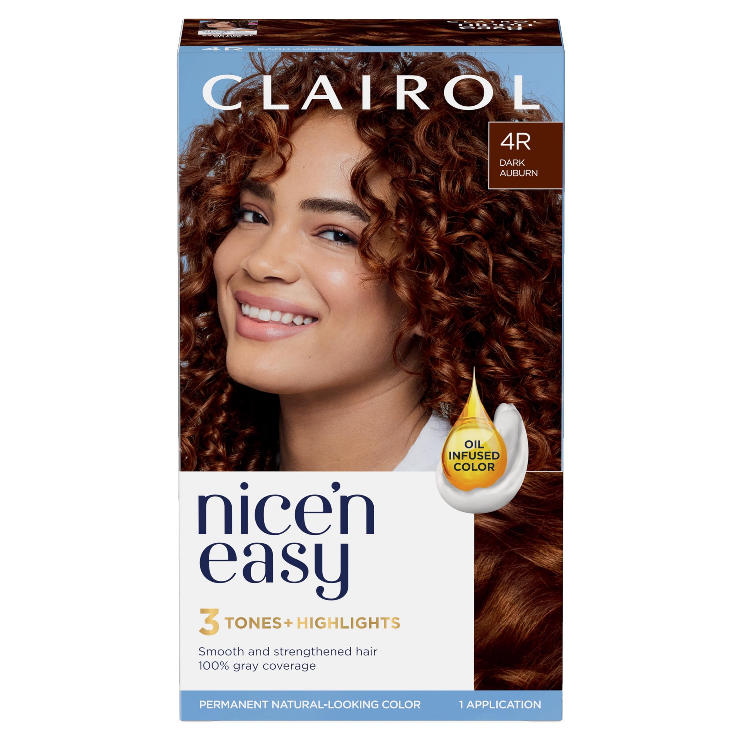 Clairol Nice'n Easy Permanent Hair Dye Dark Auburn 4R - 100% Gray Coverage