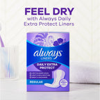 Always Daily Extra Protect Liners, Long Length, Unscented Panty Liners, 272 Count (2 Packs of 136)