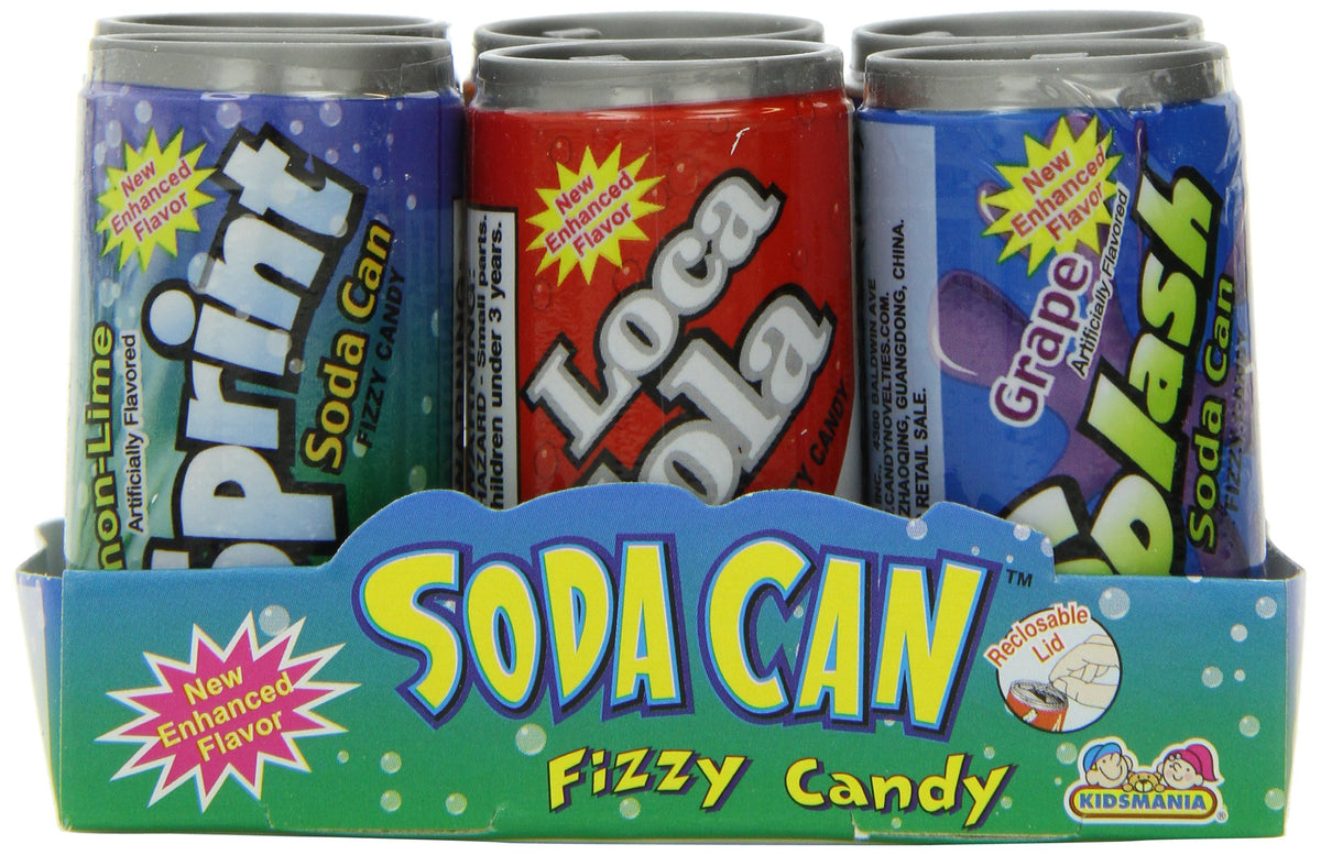 Kidsmania Soda Can Fizzy Candy, 1.47-Ounce Cans (Pack of 12)