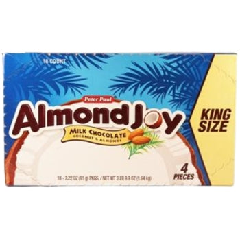 ALMOND JOY KING SIZE MILK CHOCOLATE With COCONUT & ALMONDS 18/3.22oz