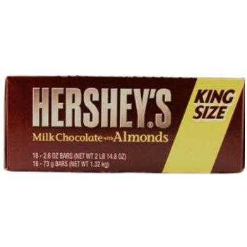 HERSHEY KING SIZE MILK CHOCOLATE With ALMONDS 18/2.6oz