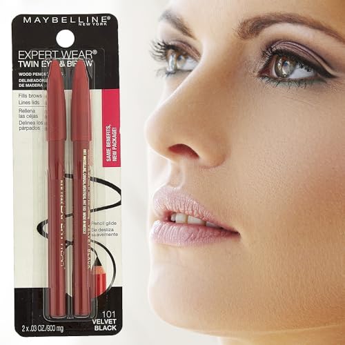 Maybelline Expert Eyes Twin Brow And Eye Pencils, Velvet Black [101], 2 ea (Pack of 3)