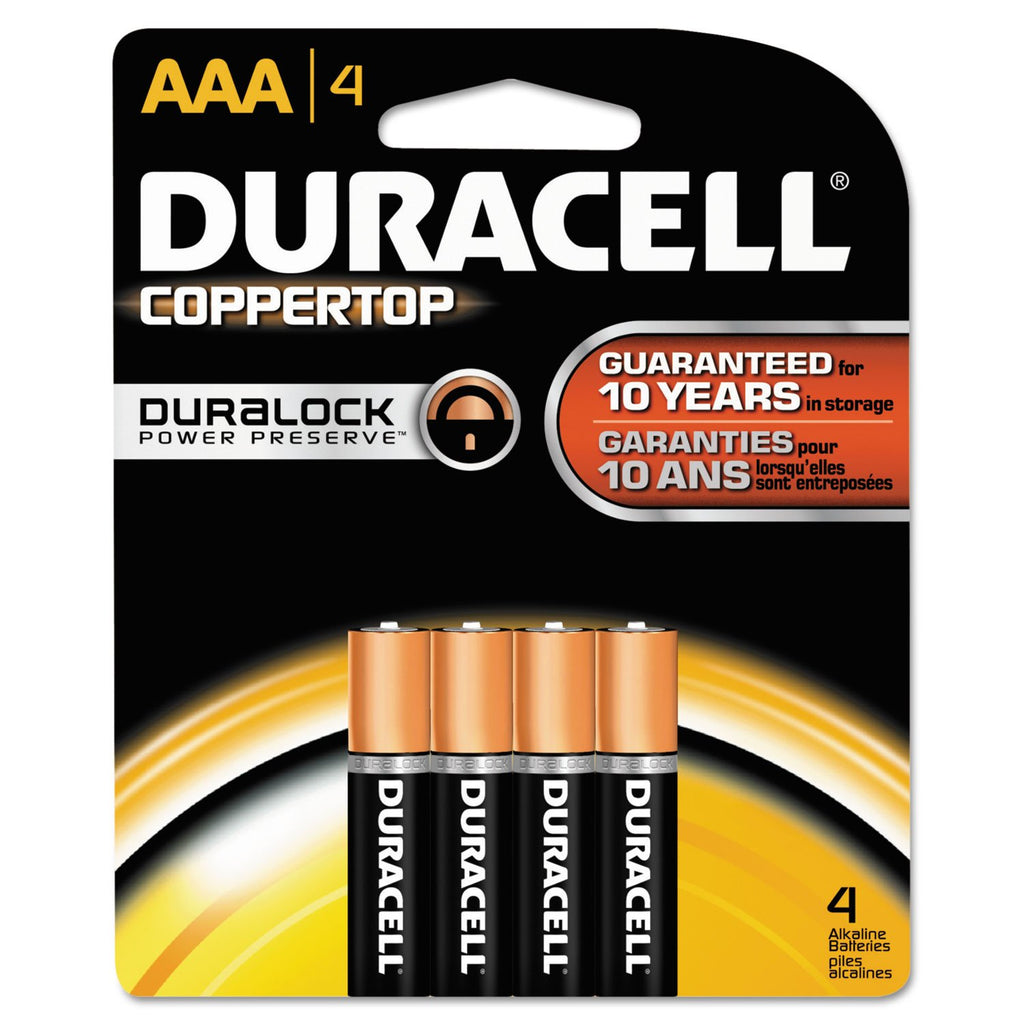 Duracell, MN2400B4Z, Standard Battery, AAA, Alkaline, PK4,Black