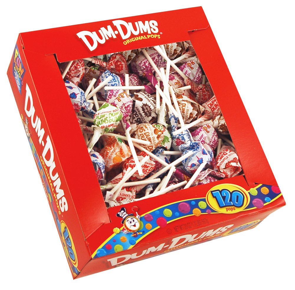 Dum-Dum-Pops, Assorted Flavors, Individually Wrapped, 120 Count Box