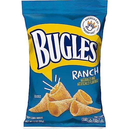 BUGLES RANCH NATURALLY FLAVORED 3 oz / 85 g (6 in a Box) Crispy Corn Snacks