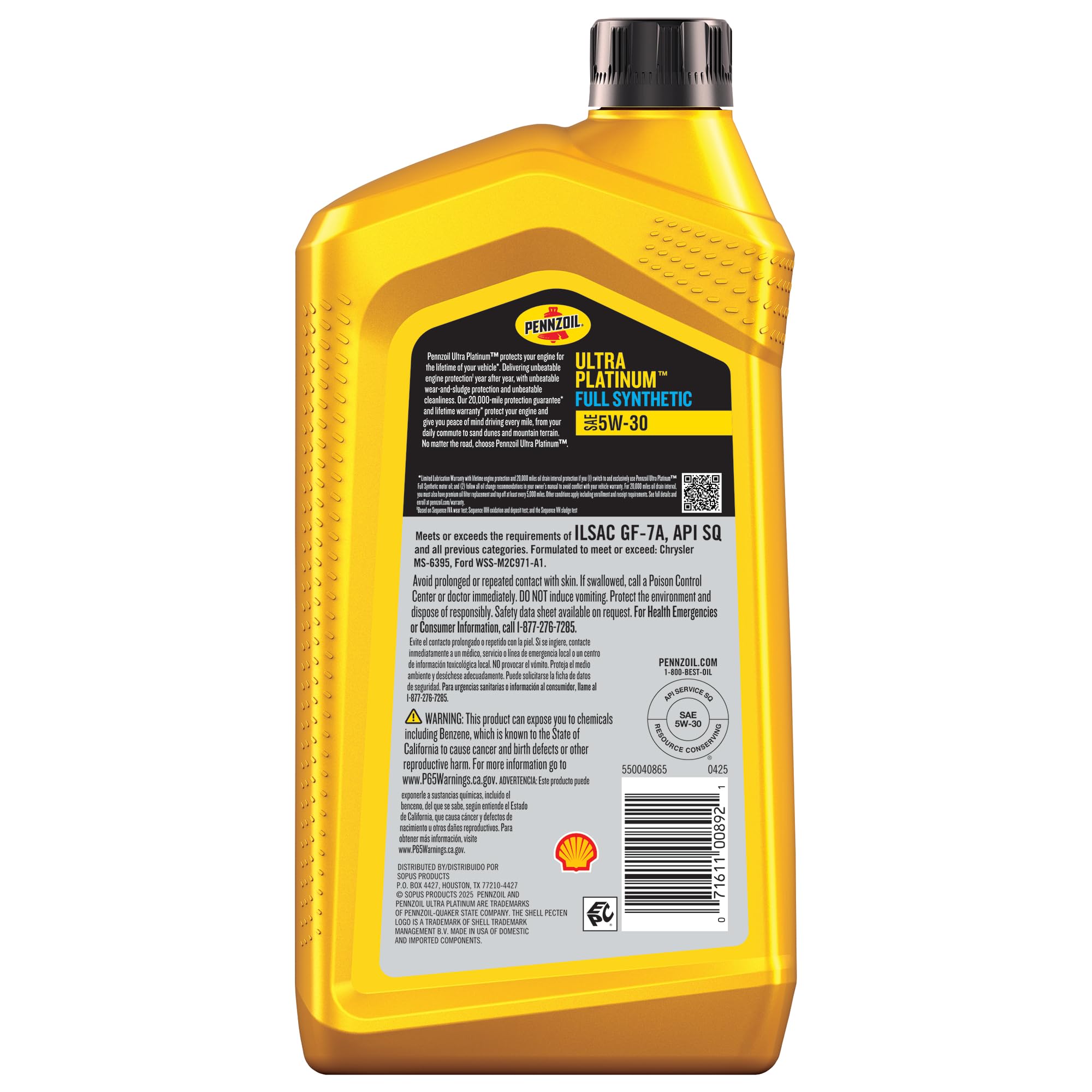 Pennzoil Ultra Platinum Full Synthetic Motor Oil