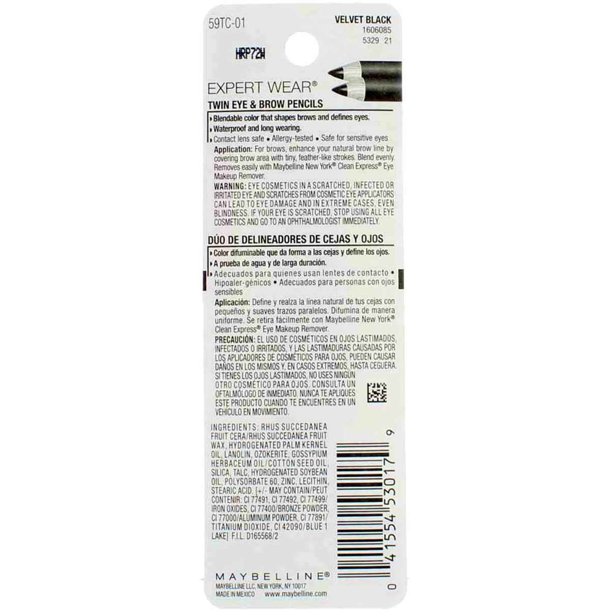 Maybelline New York Expert Wear Twin Brow and Eye Pencils Velvet Black 2