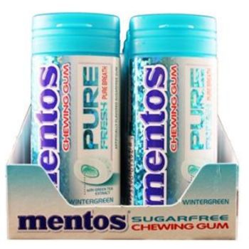 Mentos Pure Fresh Wintergreen Sugar Free Gum - 15ct Bottle (Pack of 10)