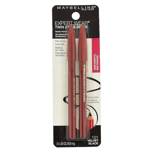 Maybelline Expert Eyes Twin Brow And Eye Pencils, Velvet Black [101], 2 ea (Pack of 3)