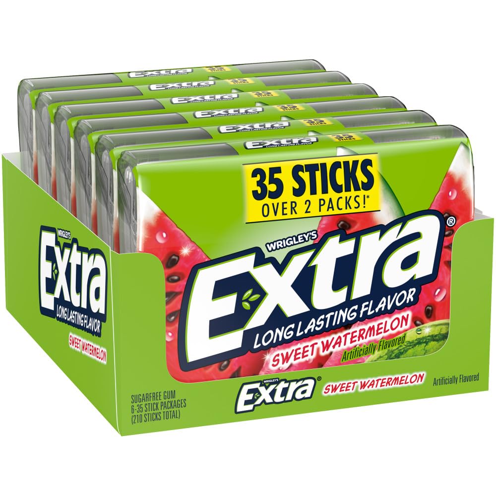 Extra Sweet Watermelon Sugar Free Chewing Gum - 6 Packs x 35 Sticks