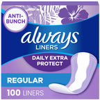 Always Anti-Bunch Xtra Protection Daily Liners – Regular Length, 100 Count