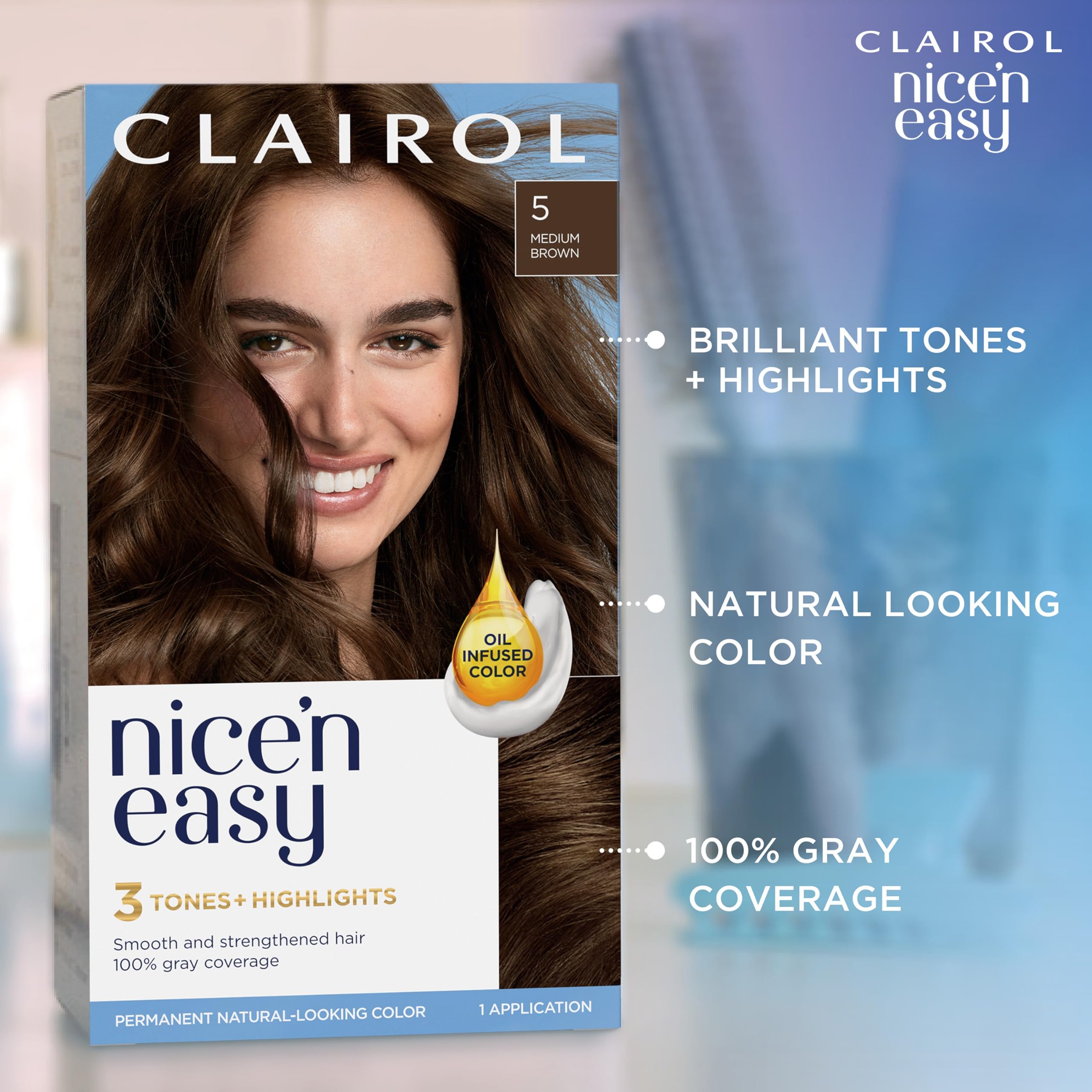 Clairol Nice'n Easy Permanent Hair Dye – 3 Brown Black, 100% Gray Coverage