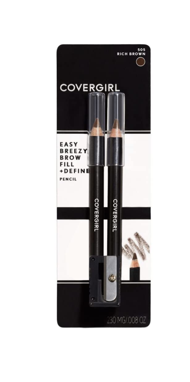 CoverGirl Easy Breezy Brow, Fill+Define Pencils [505] Rich Brown 2 ea ( Pack of 4)