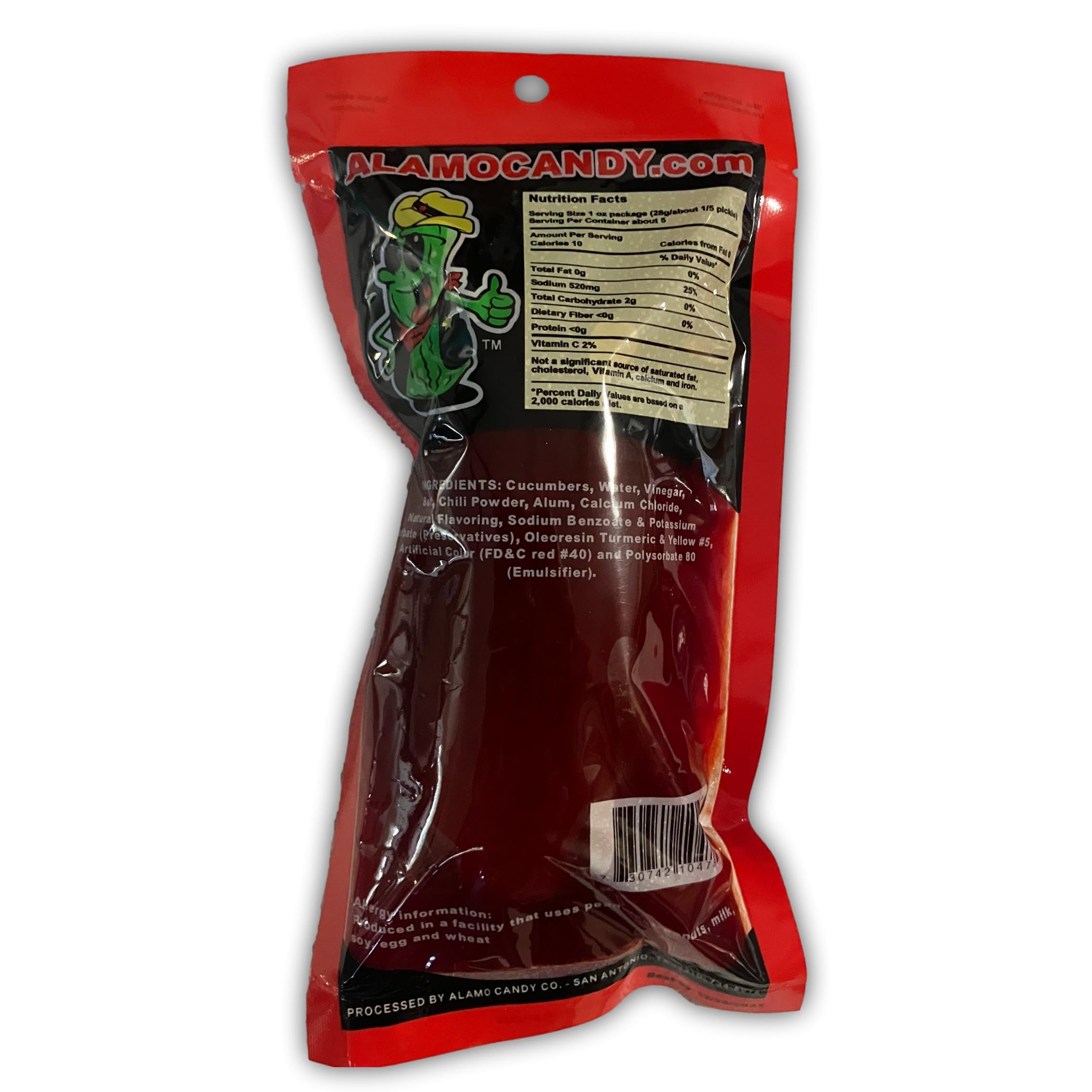 Pack of 2 Alamo Candy Big Tex Dill Pickle in Chamoy - Individually Wrapped - Made in San Antonio, Texas - Large Pickles