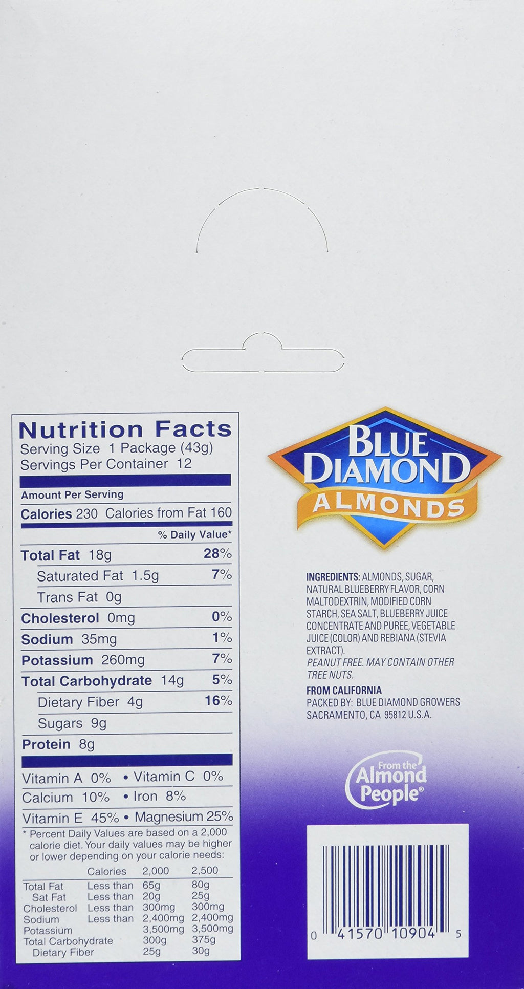 Blue Diamond Single Serving Almond Pack of 12