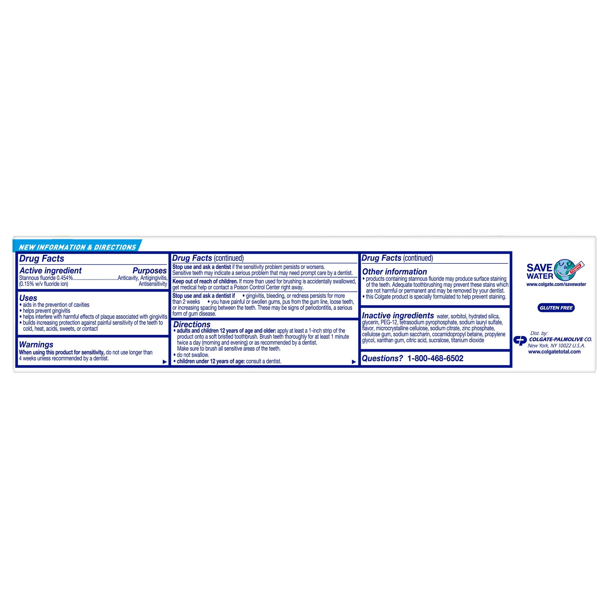 Colgate Total Toothpaste with Stannous Fluoride and Zinc, Multi Benefit Toothpaste with Sensitivity Relief and Cavity Protection, Deep Clean - 5.1 ounce (4 Pack)