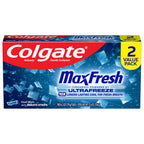 Colgate MaxFresh Cool Mint Toothpaste Pack, Fresh Breath Toothpaste with Fluoride and Hundreds of Mini Breath Strips, Leaves Mouth Feeling Refreshed for Hours, 2 Pack, 6.3 oz