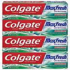 Colgate Max Fresh Whitening Toothpaste with Breath Strips, Clean Mint, 6 Ounce Tube, 4 Pack