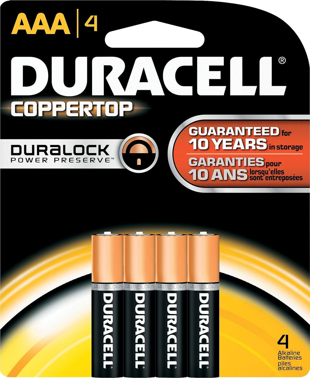 Duracell, MN2400B4Z, Standard Battery, AAA, Alkaline, PK4,Black