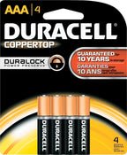 Duracell, MN2400B4Z, Standard Battery, AAA, Alkaline, PK4,Black