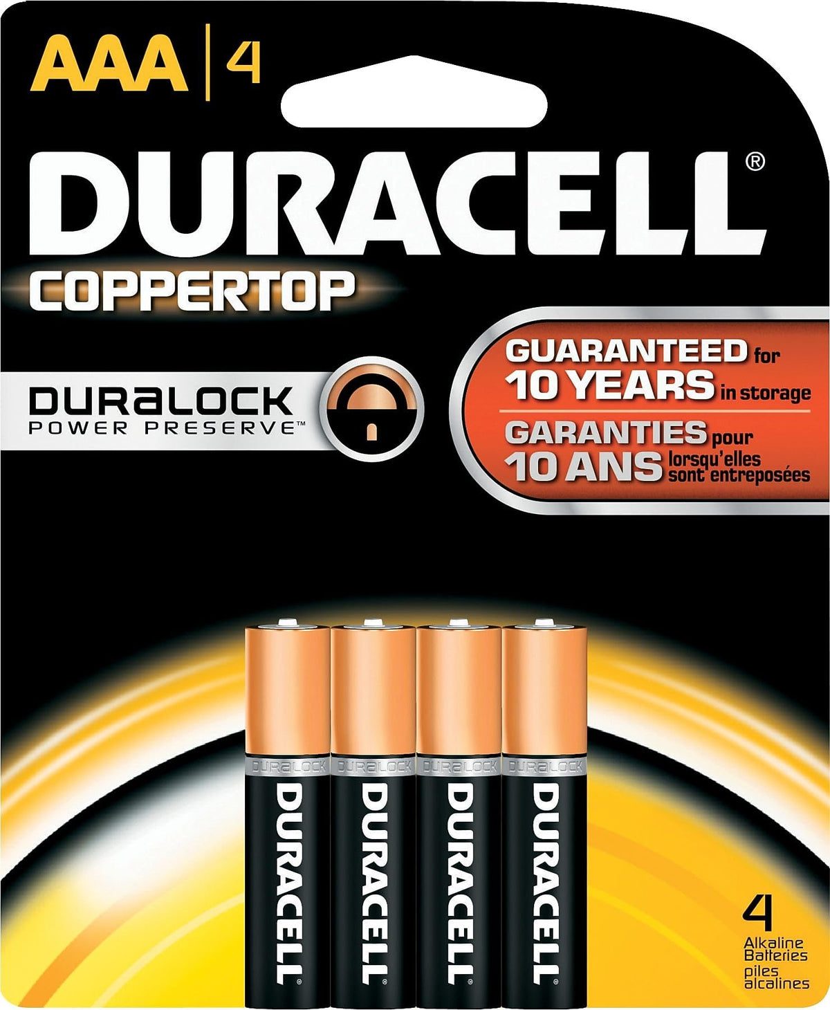 Duracell, MN2400B4Z, Standard Battery, AAA, Alkaline, PK4,Black