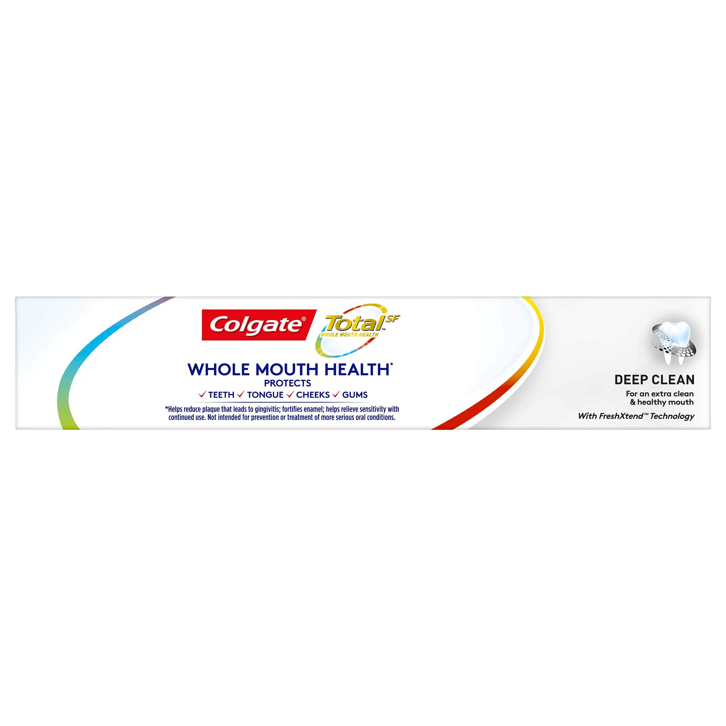 Colgate Total Toothpaste with Stannous Fluoride and Zinc, Multi Benefit Toothpaste with Sensitivity Relief and Cavity Protection, Deep Clean - 5.1 ounce (4 Pack)