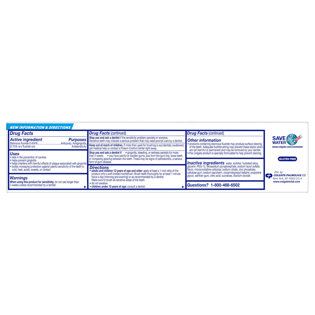 Colgate Total Teeth Whitening Toothpaste, 10 Benefits, No Trade-Offs, Sensitivity and Whitening, 4.8 oz Tube