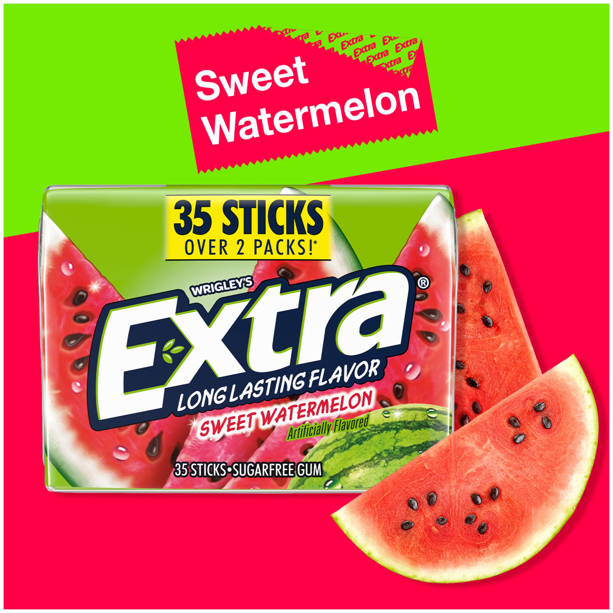 Extra Sweet Watermelon Sugar Free Chewing Gum - 6 Packs x 35 Sticks