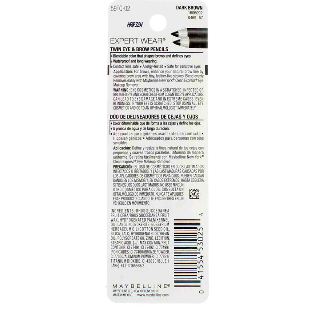 MAYBELLINE Expert Wear Twin Brow & Eye Pencils - Dual Purpose Makeup