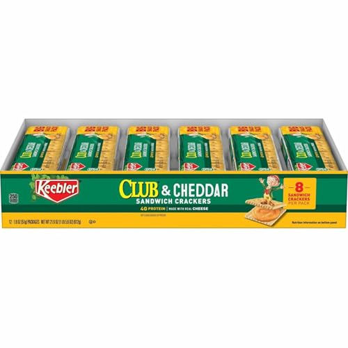 Keebler Club & Cheddar Sandwich Crackers Snack Packs - 12 Packs per Box