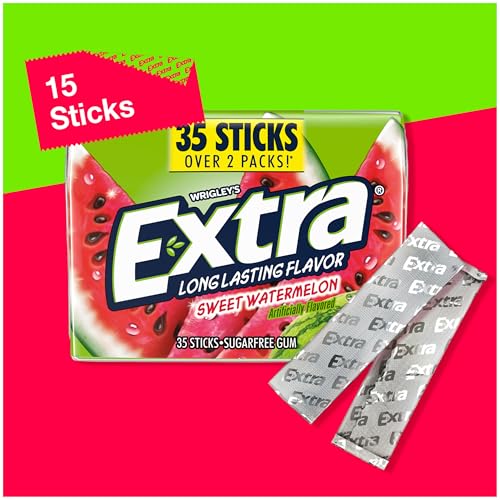 Extra Sweet Watermelon Sugar Free Chewing Gum - 6 Packs x 35 Sticks