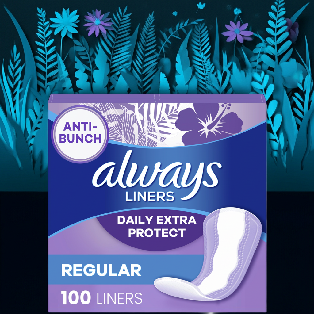 Always Anti-Bunch Xtra Protection Daily Liners – Regular Length, 100 Count