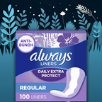 Always Anti-Bunch Xtra Protection Daily Liners – Regular Length, 100 Count