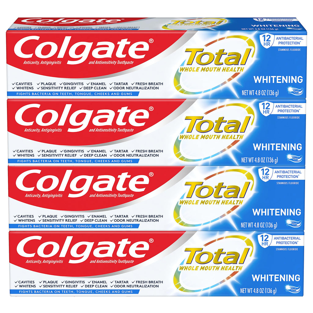 Colgate Total Whitening Toothpaste Gel 4.8 oz - 4 Pack