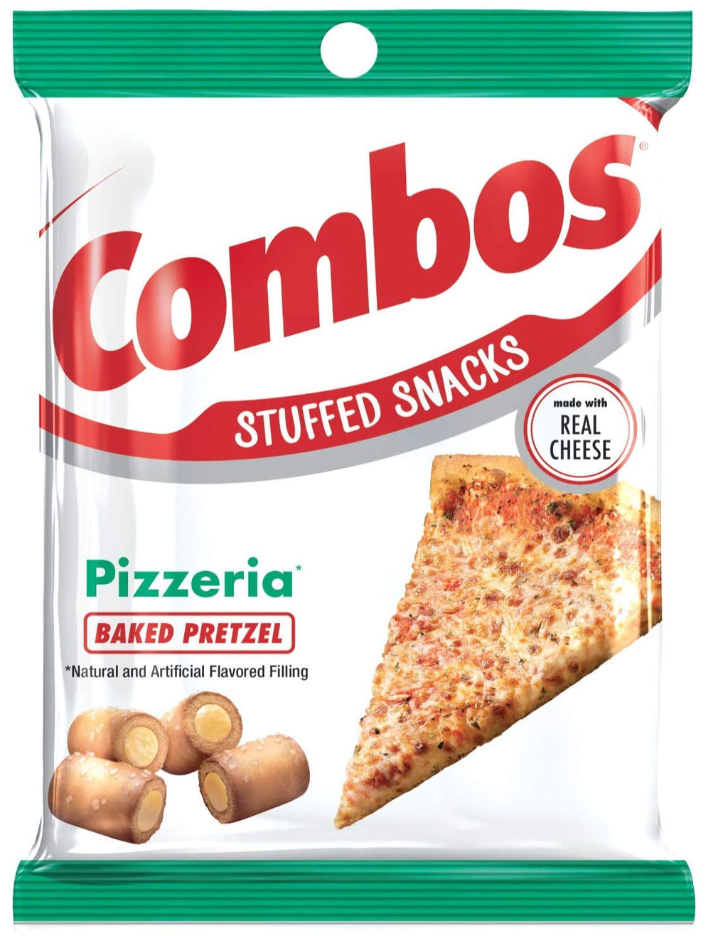 COMBOS Cheddar Cheese Cracker, Pepperoni Pizza, Pizzeria, Cheddar Cheese Pretzel, and Buffalo Blue Cheese, 6.3 Ounce (Pack of 5) - with Make Your Day Bag Clip