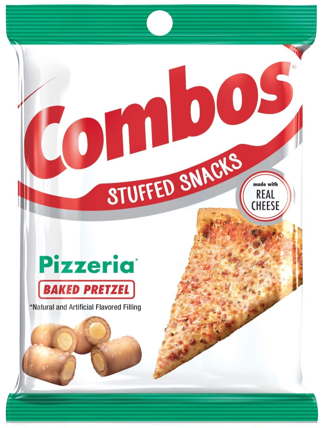 COMBOS Cheddar Cheese Cracker, Pepperoni Pizza, Pizzeria, Cheddar Cheese Pretzel, and Buffalo Blue Cheese, 6.3 Ounce (Pack of 5) - with Make Your Day Bag Clip