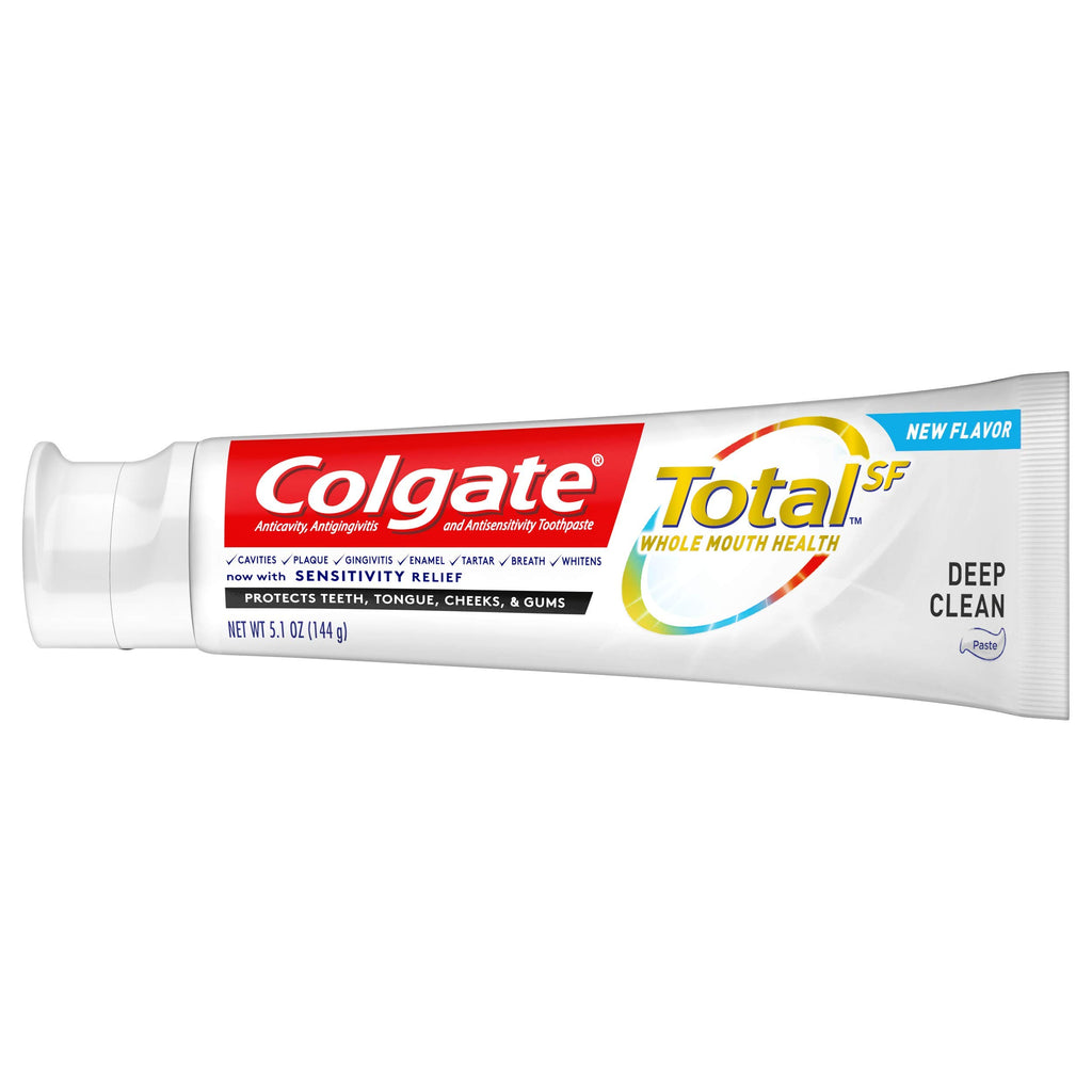 Colgate Total Toothpaste with Stannous Fluoride and Zinc, Multi Benefit Toothpaste with Sensitivity Relief and Cavity Protection, Deep Clean - 5.1 ounce (4 Pack)