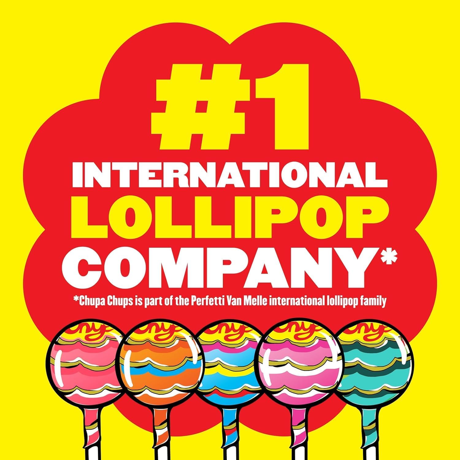Chupa Chups ‘Best Of’ Lollipop Assortment, 5 Flavors, Individually Wrapped Candy for Kids, 25.3 Oz Drum (60 Suckers)