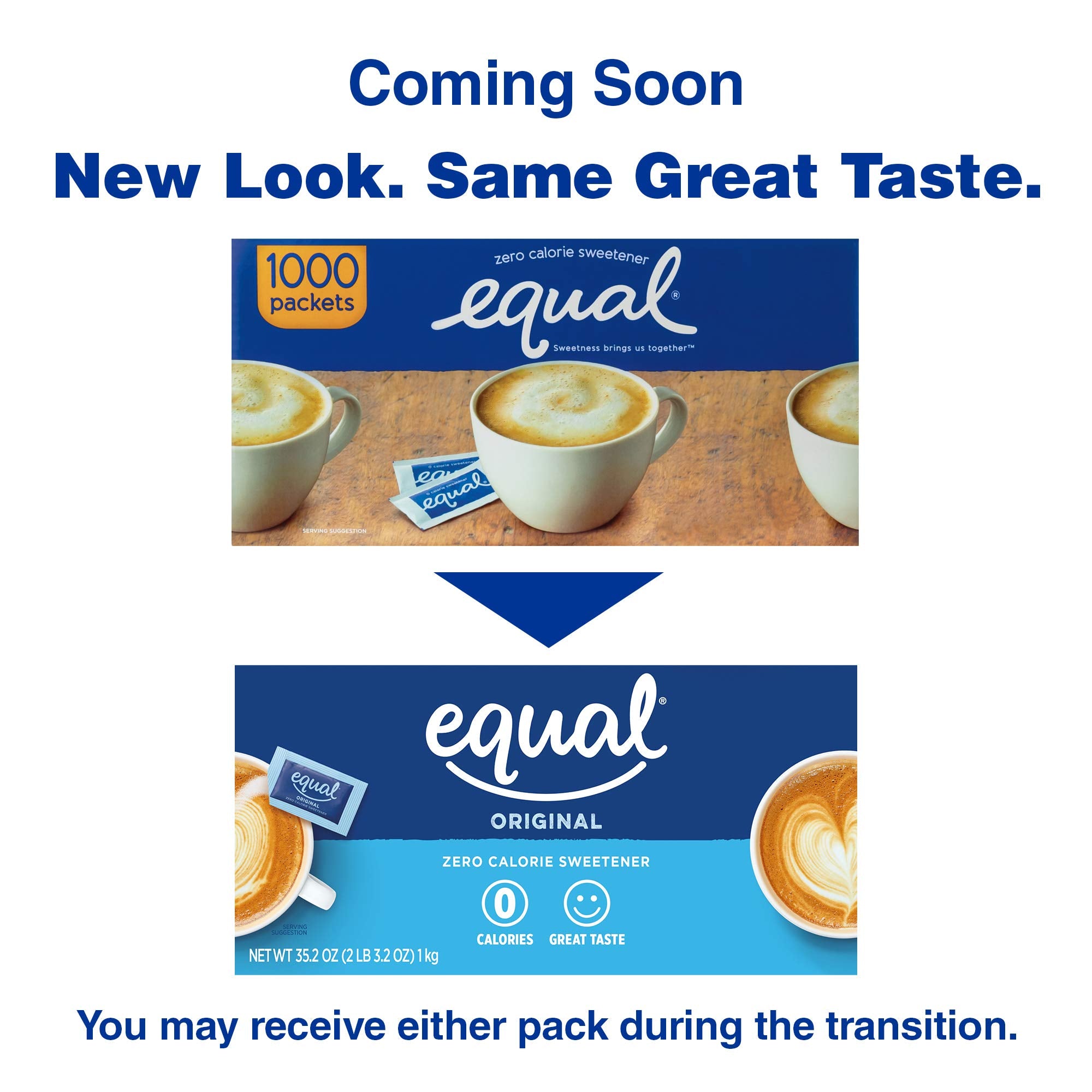 EQUAL 0 Calorie Sweetener, Aspartame and Acesulfame-K Sweetener Packets, Zero Calorie Sugar Alternative, Erythritol Free, 50 Ct (Pack of 12)