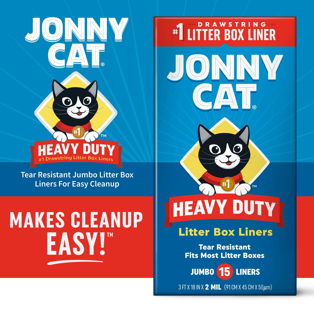 Jonny Cat Litter Box Liners: Heavy Duty - Tear & Leak Resistant - Drawstring Close - Jumbo