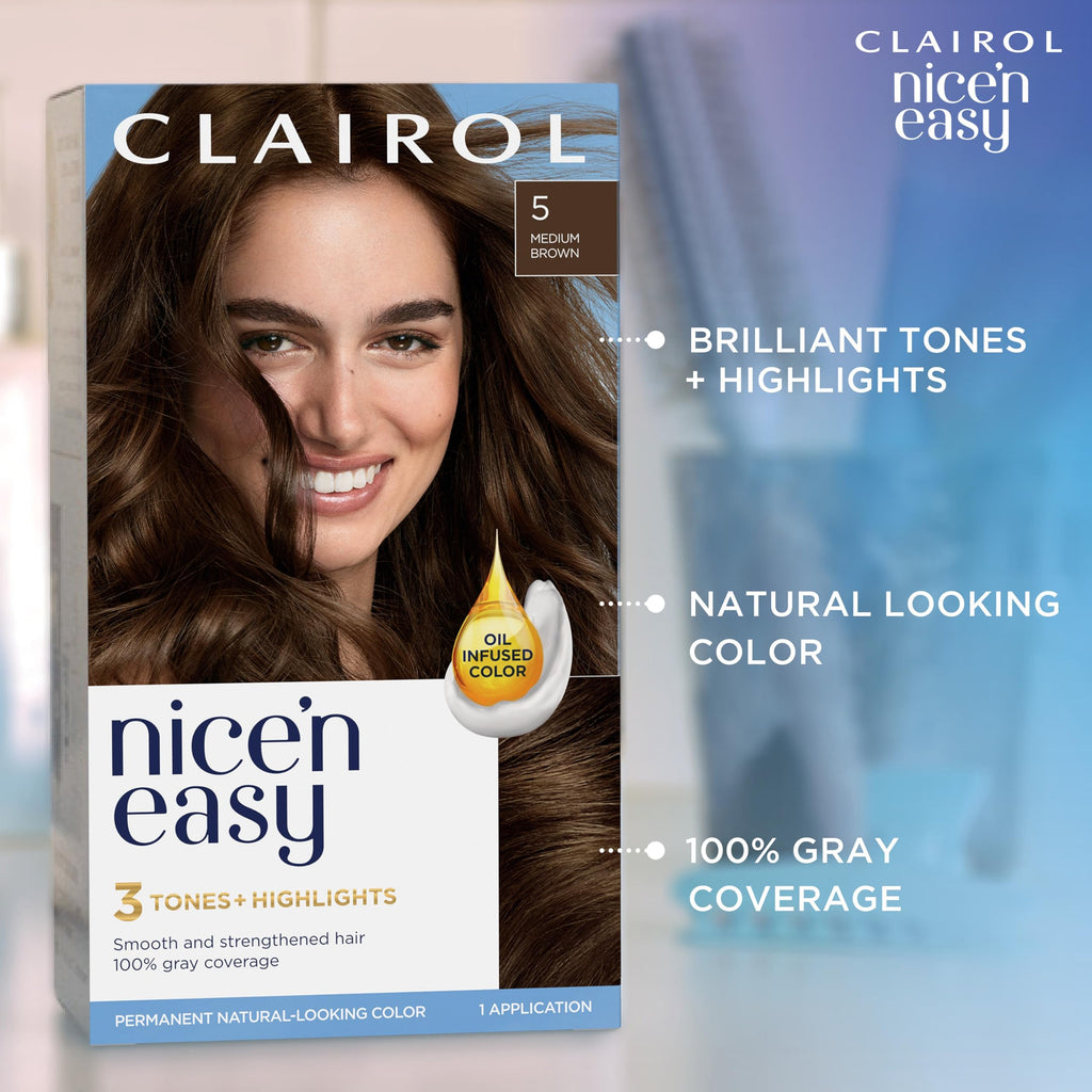 Clairol Nice'n Easy Permanent Hair Dye – 3 Brown Black, 100% Gray Coverage