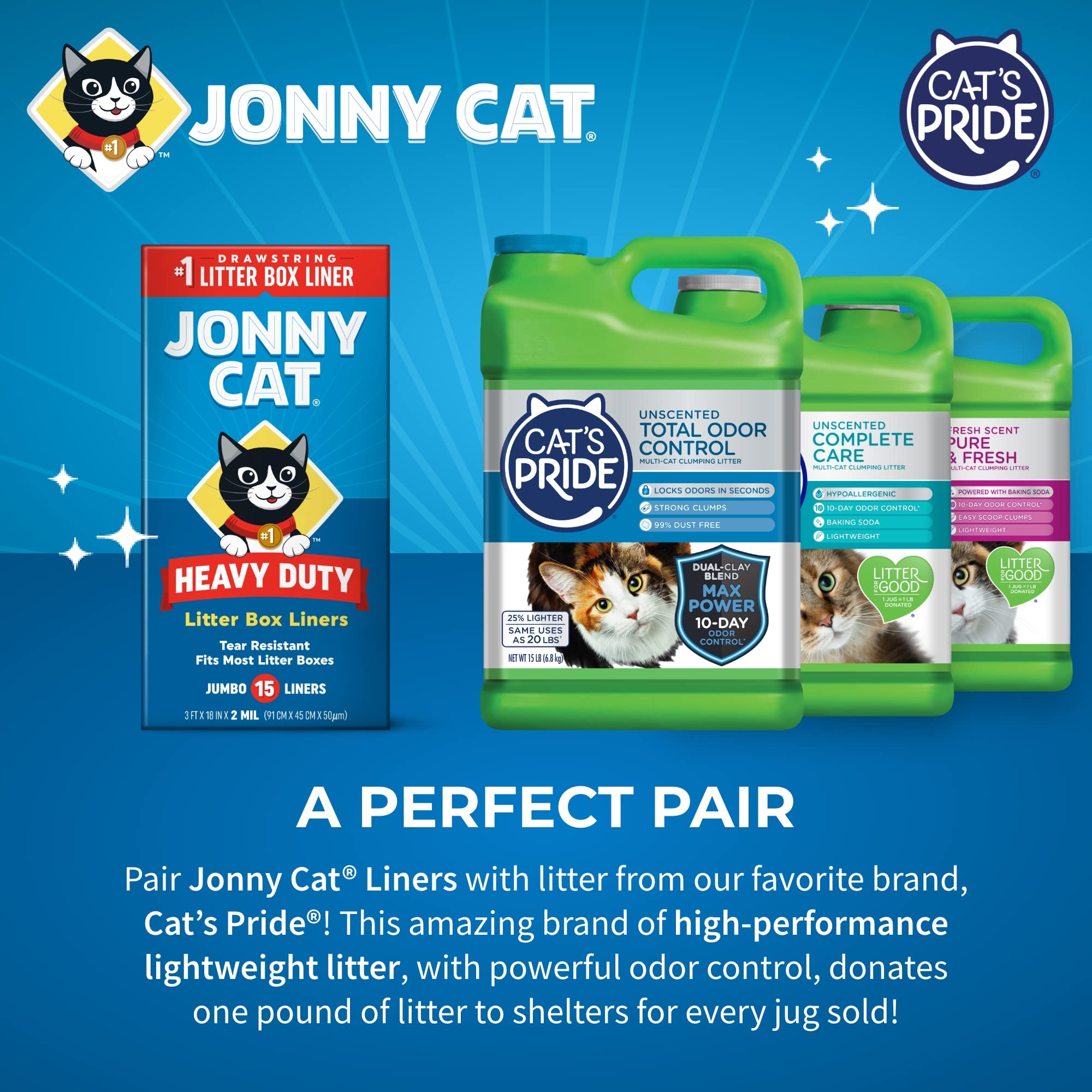 Jonny Cat Litter Box Liners: Heavy Duty - Tear & Leak Resistant - Drawstring Close - Jumbo