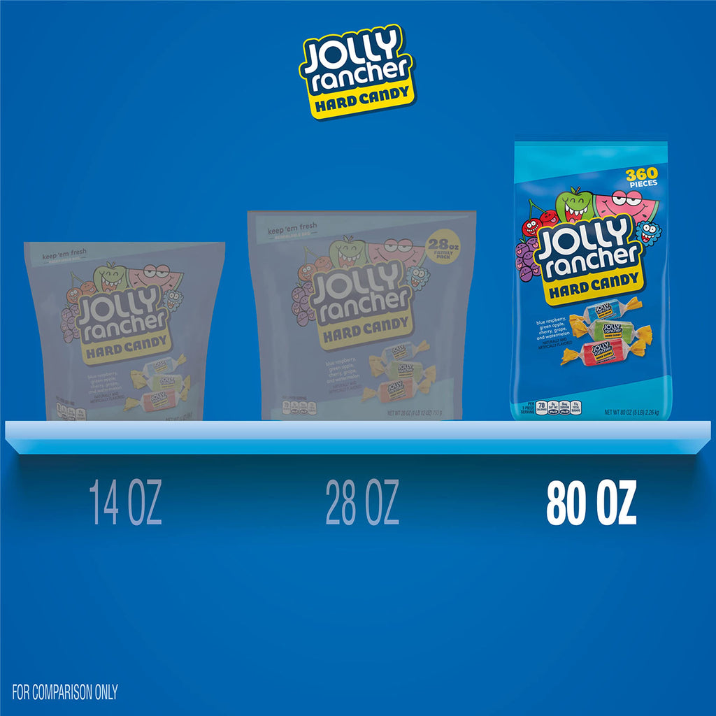 JOLLY RANCHER Assorted Fruit Flavored, Hard Candy Bulk Bag, 5 lb (360 Pieces) (Pack of 2)