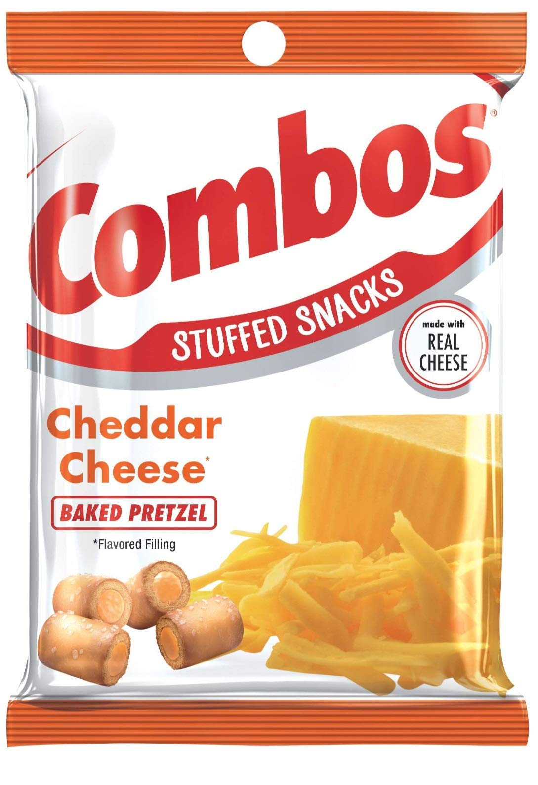 COMBOS Cheddar Cheese Cracker, Pepperoni Pizza, Pizzeria, Cheddar Cheese Pretzel, and Buffalo Blue Cheese, 6.3 Ounce (Pack of 5) - with Make Your Day Bag Clip
