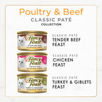 Fancy Feast Poultry and Beef Feast Classic Pate Collection Grain Free Wet Cat Food Variety Pack - (Pack of 30) 3 oz. Cans