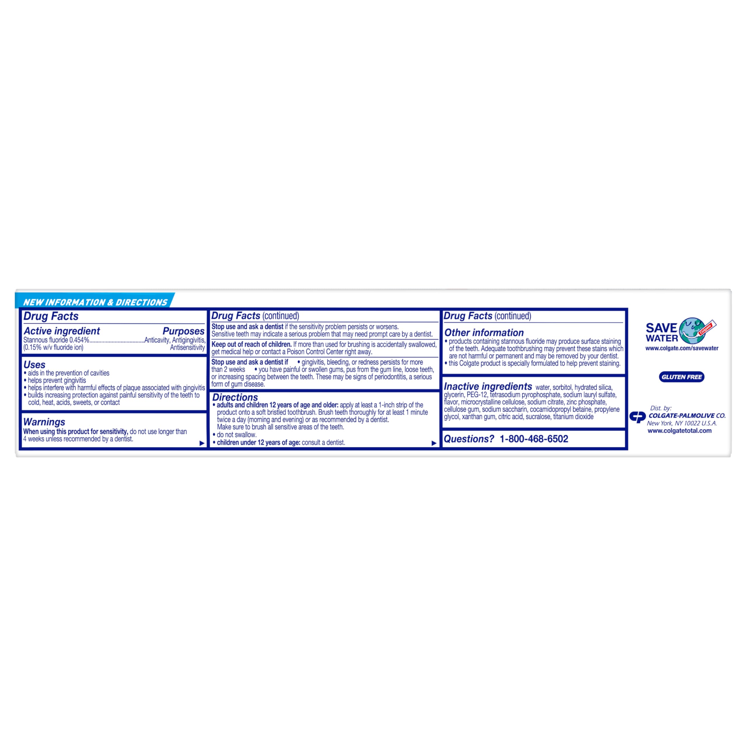 Colgate Total Teeth Whitening Toothpaste, 10 Benefits, No Trade-Offs, Sensitivity and Whitening, 4.8 oz Tube