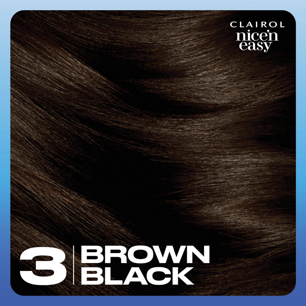 Clairol Nice'n Easy Permanent Hair Dye – 3 Brown Black, 100% Gray Coverage
