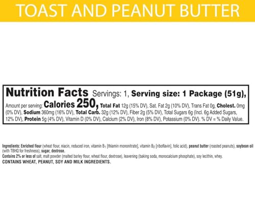 Keebler Toast & Peanut Butter Sandwich Crackers Snack Pack, 1.8 Oz (12-Pack)