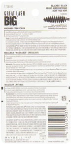 Maybelline New York Great Lash Washable Mascara Makeup, Blackest Black, 2 Count